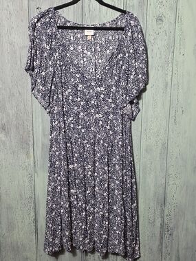 Knox Rose Navy and White Floral Tiered Mini Dress